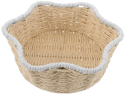 UTHCLO Cesta De Almacenamiento Tejido Canasta De Pan Para Contenedor Para Artículos Cesta De Picnic Tejida Para Despensa Papel