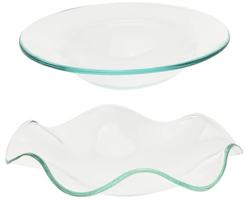 OFFIGAM 2 Piezas Plato de Vidrio Transparente para Esencial y Cera Duradero y Fácil de Limpiar Diseño Simple y Versátil para Aromaterapia y Velas
