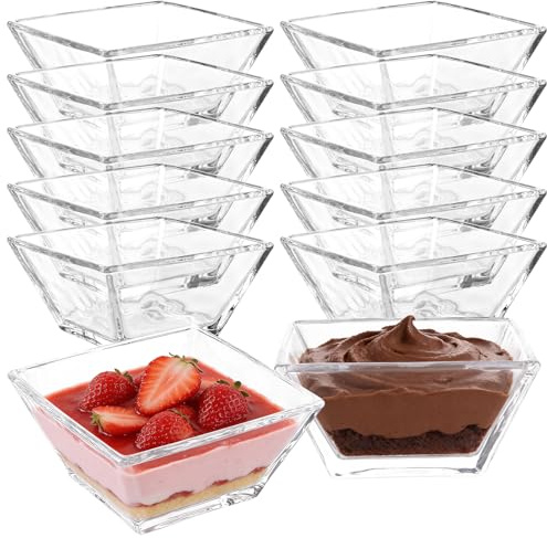 APACALI Crystalia dessertskålar glas set 12, 230 ml dessertmugg & salladsskål glas, 100 % blekfri, transparent glasskål för desserter och sallader (100 x 50 mm)