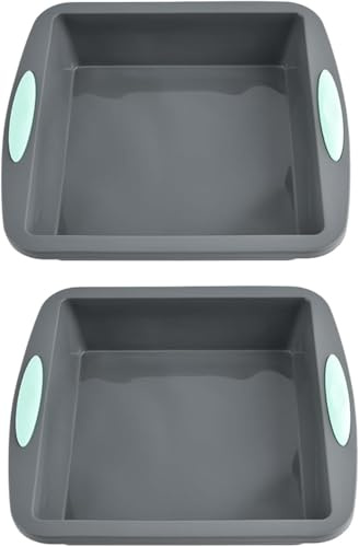 2 Stück Brownie Backform Silikon Eckig, Antihaft Kuchenform Eckig, Silikonbackform Kastenform 20 cm, Quadratisch Silikonformen Backen, Auflaufform Silikon Backformen für Käsekuchen, Brot, BPA-Frei
