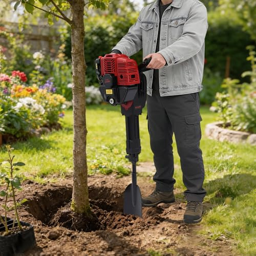 Scava a benzina 52CC, 2 tempi, 1900 W, escavatore per albero da giardino, con brufolo a punta e piccone piatto, 2 in 1, 6500 r/min