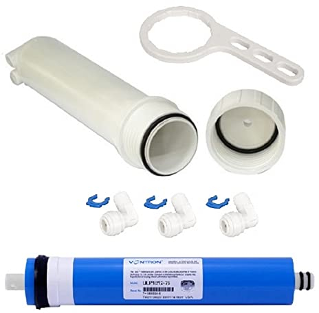 Planet-Aqua Filter Membran Gehäuse Set inkl. 75 GPD Membrane Schlüssel Winkel Adapter für die Umkehrosmose Osmoseanlage Wasserfilter Filtergehäuse