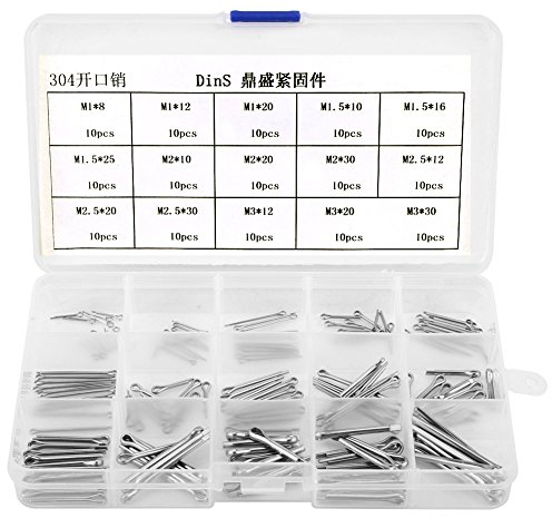 Goupille Fendue d'Acier Inoxydable 304 15 Sortes 150 Pièces (M1-M3)
