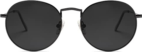 SOJOS Mode Rund Polarisiert Damen Herren Sonnenbrille Linsees Unisex Sunglasses SJ1014 mit Schwarz Rahmen/Grau Linse