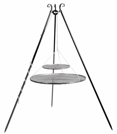Cook King Stand-Grill Dreibein Grill massiv 2 Schwarzstahlgitter 180cm 80cm + 40cm Ø