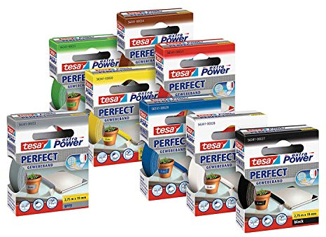 tesa extra Power Perfect Gewebeband (1x Komplett-Set / 8 Farben)