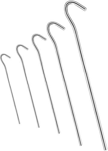 18x Anti-ROST Zeltheringe Ø 5 mm, Länge 230 mm - Rundes Profil | Heringe | Erdnägel | Bodenanker aus verzinktem Stahl zur Befestigung & Fixierung von Zelten beim Camping (18)