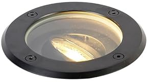 Qazqa Modern außen Bodenstrahler, Bodeneinbaustrahler für den Garten - Delux - Schwarz, max. 50W, Geeignet für LED, 13cm, IP65, Rund