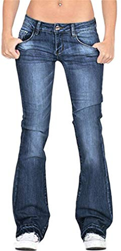 Générique JIER Jean évasé pour Femme - Coupe Bootcut - avec Fermeture éclair Slim Taille Haute Vintage Pantalons Évasé Jambe (Bleu,M,M)