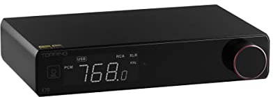 Topping E70 DAC Preamp Audio Decoder - ES9028PRO Bluetooth 5.1 LDAC Hi-Res XU316 32Bit/768kHz DSD512 BT/USB/Coax/Opt Inputs RCA/XLR HiFi Stereo Digital-to-Analog-Converter Schwarz
