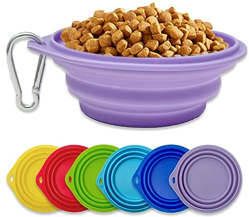 Silikon Hundenapf inkl. Karabinerhaken ideal für unterwegs 250ml für Hunde und Katzen Futternapf Trinknapf Wassernapf Reisenapf (Flieder)