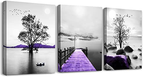 MHARTK66 Modern Natur Bilder Wohnzimmer Landschaft Gemälde 30x40 cm | schwarz weiß als motiv, hd-druck, leicht aufzuhängen, einfache montage, vielseitig dekorierbar und als geschenk geeignet