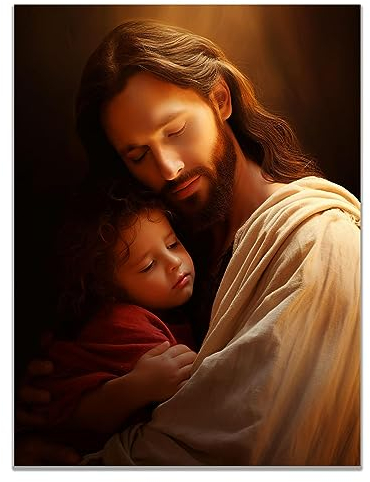 SHYAMIC Bilder Weihnachten Leinwandbild Kunstdruck, Jesus und Kind Wandbild X-Mas Fenster Fotodruck Kunstdruck Leuchtbild, Weihnachten Winteridylle Effekt - 30x40cm Ungerahmt