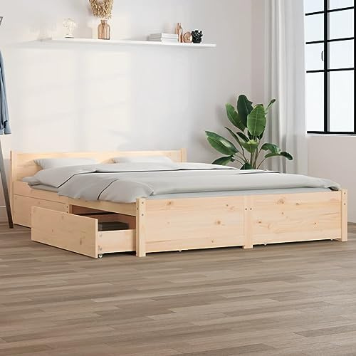 ZQQLVOO Bettgestell Familienbett Palettenbett Bett mit Schubladen 120x200 cm