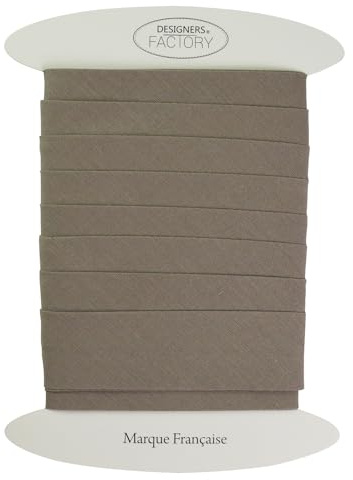 Schrägband baumwolle gefalzt - Große Breite 30 mm - Verkauft in 5 Metern, ideal für dickere Nähprojekte, gesteppte Decken, Plaids, Kissen... (Taupe)