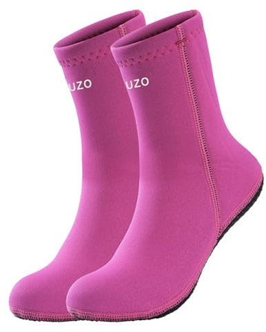 AUXDIQ 3mm Neoprensocken 1 Paar Wassersocken Herren Damen Tauchsocken Thermosocken Schwimmen Socken Neoprenschuhe Taucherschuhe Rosa 38/39 EU