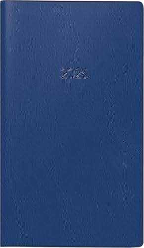 BRUNNEN Taschenkalender Modell 755 (2025), 2 Seiten = 1 Woche, A6 quer, 144 Seiten, Kunststoff-Einband, dunkelblau