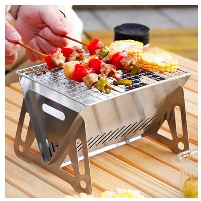 Picknick-Grill Klappbarer Outdoor-Grillofen mit Herd for Aufbrühen von Tee, Haushalts-Innengrill mit Grillofen und Becken kleiner Grill