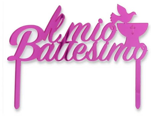 Cake Topper Battesimo Fucsia