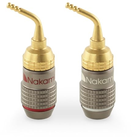 Nakamichi FanLock Excel Series 24k Gold Plated 2mm Pin Plugs Banana 10 AWG - 18 AWG Gauge Size 4mm for Spring Clip Speakers Amplifier Hi-Fi Home Theatre Wire Cable Quick Connector, 2 Pcs (1-Pair)