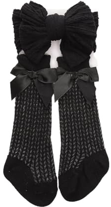 LICHENGTAI Fascia per Capelli Bambina + Calzini Antiscivolo per Neonati, Fascetta Neonata Battesimo Fasce per Capelli in Nylon per Bambina per Feste, Matrimoni, Battesimo