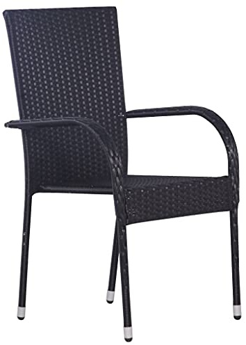 HETFTJN Esszimmerstuhl Campingstuhl Klein Balkonstuhl Sessel Wohnzimmer - Stapelbare Gartenstühle 6 STK. Poly Rattan Schwarz für Garden Terrassen Outdoor Balcony