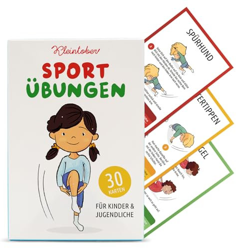 Kleintober 30 Trainingskarten für Kinder & Jugendliche I Bewegungsspiele für Kinder spielerisch fit Werden I Sport Lernspiele ab 3 Jahre mit Motivations-Kick I