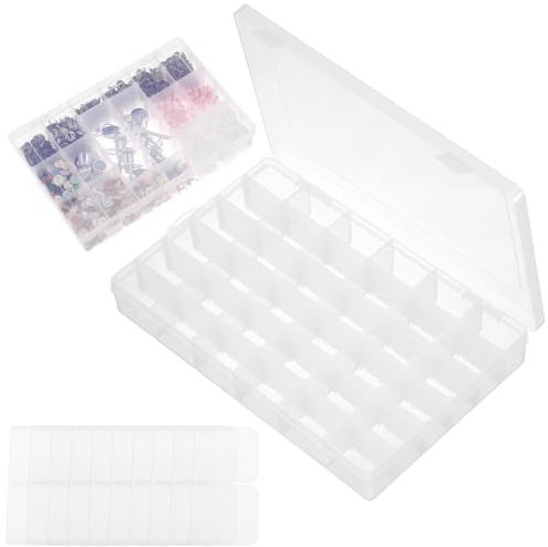 Hejo 2 Stück 36 Fächer Plastik Sortierbox, Aufbewahrungsbox mit Fächern, Snackbox Stapelbare mit Verstellbaren Trennwänden, Bastelbox Aufbewahrung für Kekse, Süßigkeiten, Schmuckhandwerk