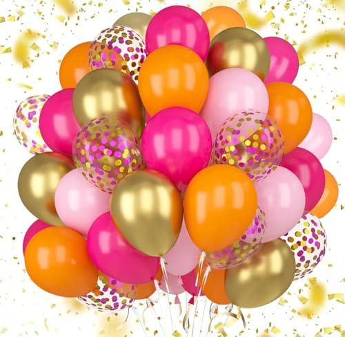 LOCKII® 60 Luftballons Heliumballons aus Naturlatx – Luftballon Band inklusiv - bunte Farbmischung Auswahl - für Geburtstag Party, Hochzeit Party, Weihnachten Deko Ballon 2 (Rosa 2)