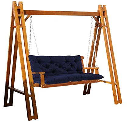 Cuscini per Panca oscillante con Schienale, Cuscini Spessi per Panca da Giardino a 2 o 3 posti, Divano Lungo reclinabile con Cinghie, mobili da Giardino per Interni/Esterni, Blu Navy, 120 x