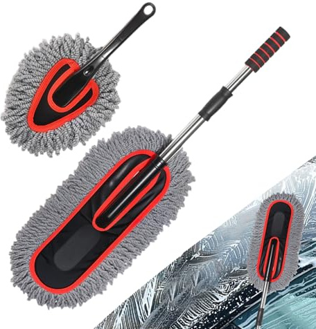 Cepillo de Limpieza para Coche, Plumero de Limpieza portátil, 2 Capas, Extensible, Resistente a los arañazos, Accesorio para el Cuidado del vehículo, eliminación de Polvo doméstico con