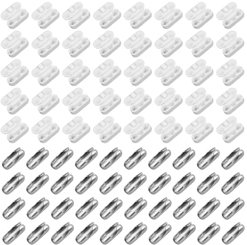Giantree 80 Pieces of Roller Blind Chain Connector Clips, Replacement Blinds Pull Cord Connectors, Stainless Steel Ball Chain Connector Buckles, for 6.0mm Beaded Ball Chains