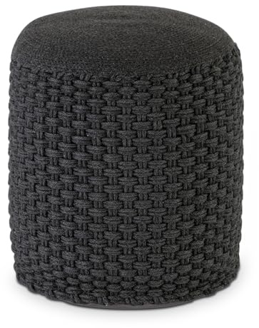 Amago home Hocker Sitzhocker Merino Pouf Indoor Outdoor ø40 H45cm Sitzpouf nachfüllbar Farbe anthrazit - grau