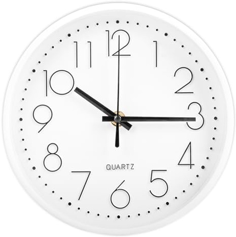 CIMOYBAI Orologio da parete rotondo al quarzo, da 20 cm, senza ticchettio, moderno, silenzioso, adatto per ufficio, soggiorno, cucina, scuola, cameretta dei bambini (bianco)