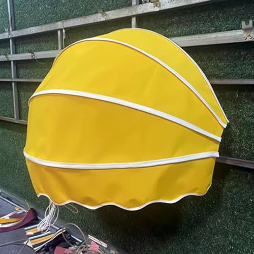 Outdoor Baldachin Markise – 150 cm wasserdichter Sonnenschutz für Fenster und Terrassen, faltbares Kuppeldach für Türen, Balkonschirm, gelbe manuelle Abdeckung, 150 cm
