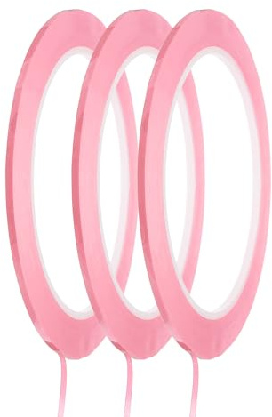 QUARKZMAN 3pcs Cintas Adhesivas para Pizarra Blanca, 2mm x 66m PET Fina Cinta Gráfico Marcado de Rejilla Grillas Línea Impermeable para Oficina Almacén Aula Posicionamiento, Rosa