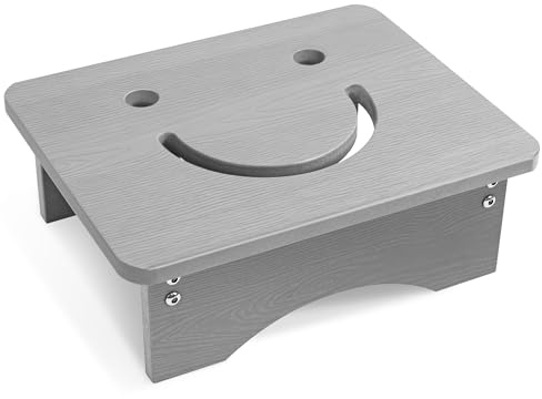 Tritthocker mit rutschfestem Gummi für Erwachsene, Senioren und Kinder, 40 x 32 x 14 cm, Lächeln Design, Robuste Stufe für Hochbetten, wasserdichtes HDPE in Holzoptik, für Badezimmer, Küchen & Büros