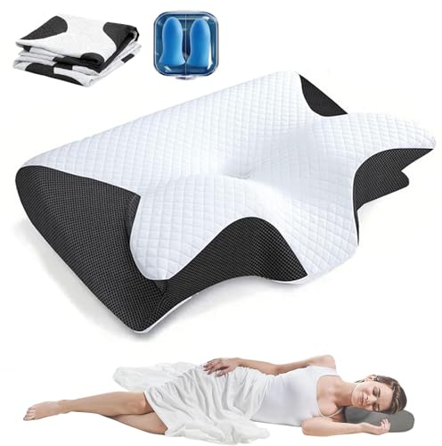 Das Original Nacken Therapiekissen Pillow Daddy, Pillow Daddy Schlafkissen, Komfort Lunava Ergonomisches Kopfkissen für Seiten Rücken & Bauchschläfer, Hilft Ihnen, Besser Zu Schlafen(Schwarz)