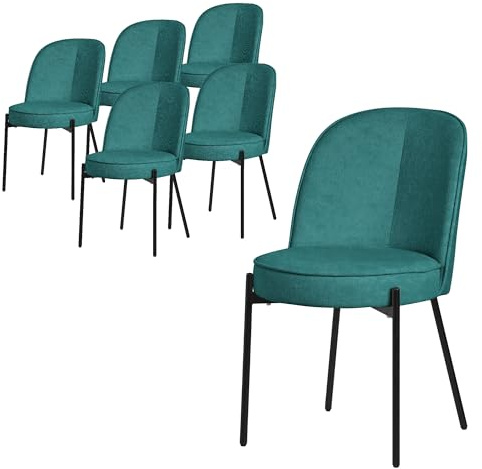ML-Design Esszimmerstühle 6er Set, Petrol, Küchenstühle mit Stoffbezug und Stahlgestell, Wohnzimmerstuhl mit Rückenlehne, Polsterstühle für Esszimmer & Küche, Gepolsterte Stühle Ergonomischer Sessel