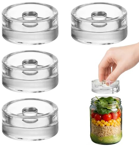 Kievano Fermentiergewichte aus Glas Ø7 cm – 4 Stück Gärgewichte mit Griff, BPA-frei, Glasgewichte zum Fermentieren für Weithals-Einmachgläser, Kimchi, Sauerkraut & Pickles