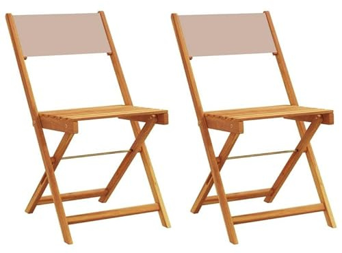 Eleganz Lot de 2 chaises de bistrot taupe – Bois massif d'acacia avec finition à l'huile et revêtement en tissu (100 % polyester) – Meubles de jardin durables pour terrasse et balcon – Élégant et