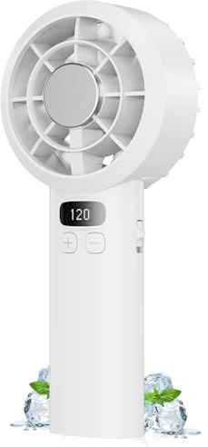 Ventilador Portátil de Mano - 3000mAh Mini Ventilador de Mesa Recargable USB,1-120 Velocidades,Hasta 7h,Ventiladores Pequeño con Pantalla LED,Inalámbrico Fan para Viajes Oficina Maquillaje Exterior