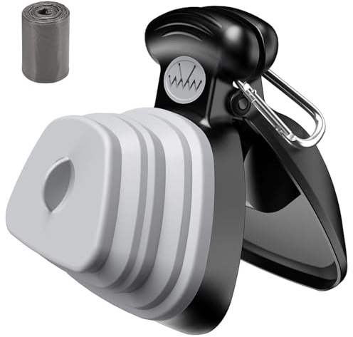 Touch-Free Portable Dog Pooper Scooper w/Bag Dispenser for Small Medium Dog | Lightweight and Easy to Grip,Perfect for Outdoor Walks Park Activities and Garden(Includes 1 Roll Bags, Black)