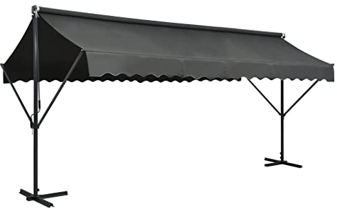 Versear Standmarkise freistehende Markise 500x300cm Gartenmarkise Sonnenschutz Terrassenüberdachung Outdoor-Anthrazit-5 x 3 m