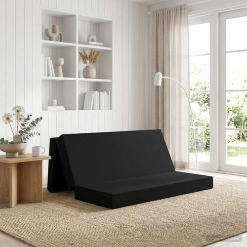 Vanitopaz Fällbar soffa, säng, 200 x 67 x 45 cm, svart, vikbar 2-i-1, som gästsäng, sovunderlägg för vardagsrum och sovrum med avtagbart överdrag