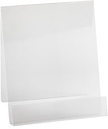 Dazzling Displays Book Easel 8.5 by 11 Slant Back with Lip Paper Stand, Clear Tablet Holder, Thick Acrylic Stand Open Ended Portrait Sized Literature Display for Home, Office, Business, School (1)