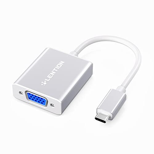LENTION USB C zu VGA Adapter, 1080P, unterstützt Typ C zu VGA Kabelkonverter kompatibel mit Apple MacBook 12, MacBook Pro 13/15 2016-2019 mit Touch Bar, XPS, Thunderbolt 3 Adapter (Silber)