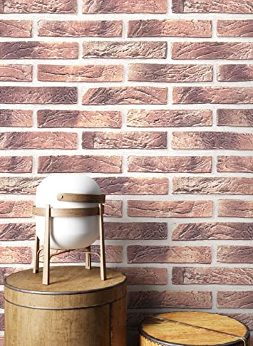 NEWROOM Steintapete Tapete rot Mauer Stein Modern Vliestapete braun Vlies moderne Design 3D Optik Steintapete Ziegelstein Backstein Mauerwerk Klinker Loft inkl. Tapezier Ratgeber