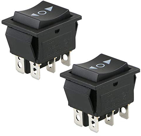 EEEKit 2 Pack 6 Poliger Moment Wippschalter, SPST Eingebettet Wippschalter Kippschalter Zweipoliger Doppelwurf für Auto Motorradboote oder andere Haushaltsgeräte