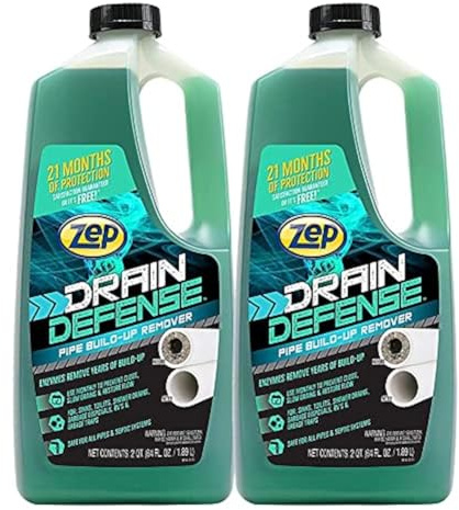 Zep Drain Defense Pipe Build-Up Remover - 64 oz (Case of 2) ZLDC648 - Professional Strength
